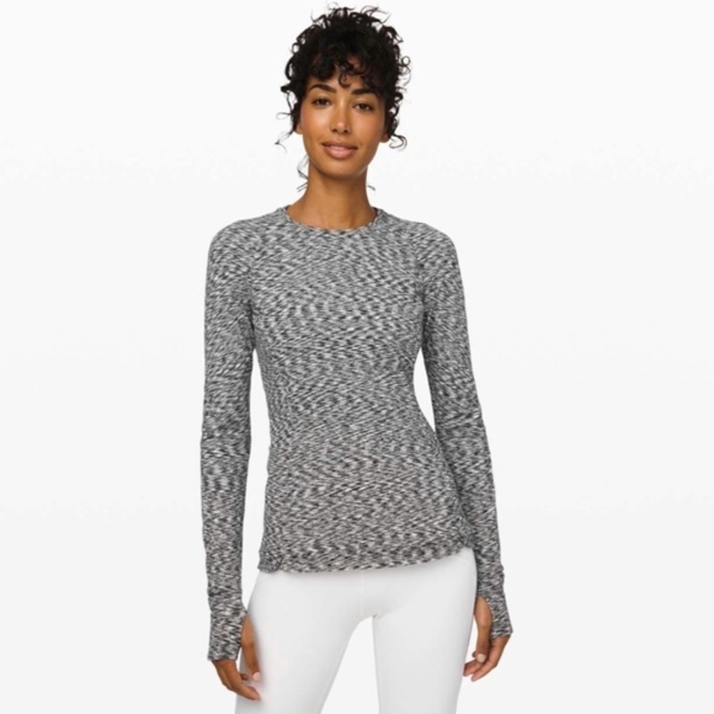 Lululemon Runderful Long Sleeve Spaced Out Space Dye‎ Black White